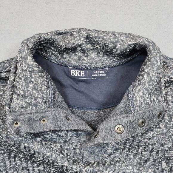 BKE Mens Sweater Large Grey Heathered 1/4 Snap Stretch Long Sleeve Preppy Casual - Picture 6 of 13